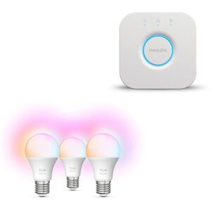 Philips Hue Bridge 2.0 + Philips Hue Essential White and Color Ambiance 8 W, E27, 3 db kép