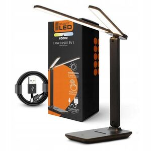 Smart LED szabályozható fényerejű, érintős asztali LED munkalámpa, 2×5 W, 2×200 lm, USB-C, fekete kép