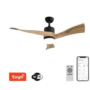 IMMAX NEO LITE SOFISTICADO Smart LED mennyezeti lámpa ventilátorral Tuya, WiFi, fekete/fa kép