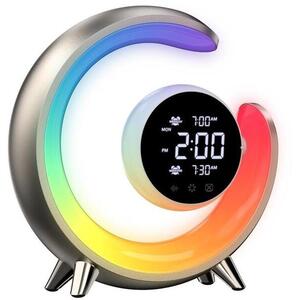 IMMAX LED éjszakai lámpa, PEACOCK ébresztőóra órával, RGB lámpával és USB porttal, arany kép