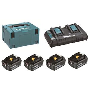 Makita Sada Li-ion LXT 18V 4 × BL1860B + DC18RD + Makpac kép