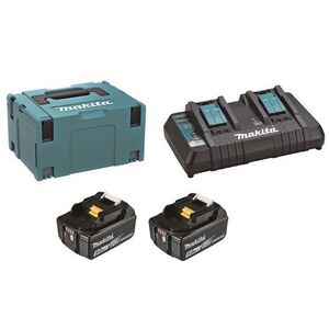 Makita Sada Li-ion LXT 18V 2 × BL1850B + DC18RD + Makpac kép