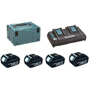 Makita Sada Li-ion LXT 18V 4 × BL1830B + DC18RD + Makpac kép