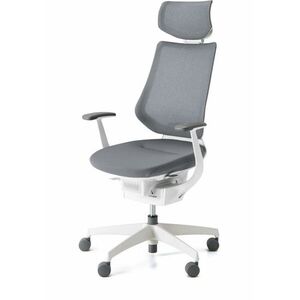 KOKUYO ING Glider 360° fehér váz, szürke háló, fejtámlával kép