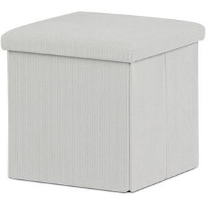 AUTRONIC Tárolós puff, krémszínű kordbársony, 38×38×38 cm kép
