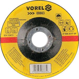 Vorel fém csiszolókorong 115 x 22 x 6, 0 mm TO-08663 kép