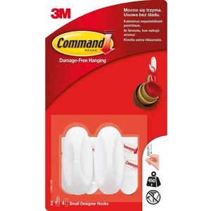 3M Command™ fehér öntapadós műanyag kampók, kis méret, 450 g kapacitás, 2 darab kép