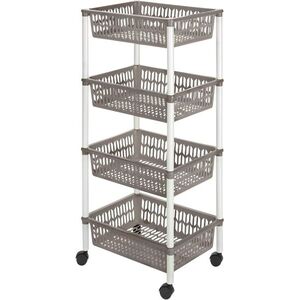 HEIDRUN Polc kerekeken 40 × 30 × 89 cm kosár barna, 4 szintes, műanyag kép