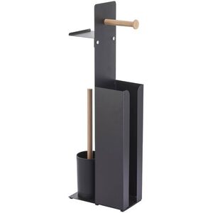 Spirella WC-papír tartó YONI, kefével, tartóval és telefontartóval, fekete szín kép