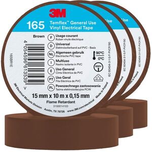 3M Temflex 165 elektromos szigetelőszalag, 15 mm×10 m×0, 15 mm, 3 darab kép