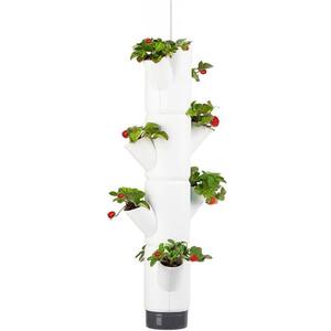 Gusta Garden SISSI STRAWBERRY függő önöntöző virágcserép, 4 szintes, fehér kép