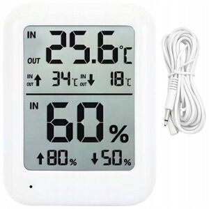 Verk 09239 LCD időjárás állomás hőmérővel, szondával és páratartalom-mérővel, fehér kép