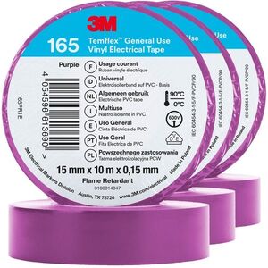3M Temflex 165 szigetelőszalag 15 mm×10 m×0, 15 mm, lila, 3 darab kép