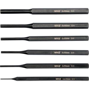 YATO 6 db-os csapszegkiütő készlet, 150mm, átmérő 1, 5, 3, 4, 5, 6, 8 mm kép