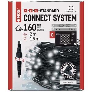 EMOS Standard LED sorolható karácsonyi fényfüzér - háló, 1, 5x2 m, kültéri, hideg fehér kép