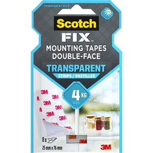 3M™ Scotch-Fi×™ kétoldalas rögzítőcsíkok, átlátszó, 25 mm × 76 mm, 8 db kép