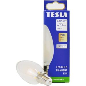 Tesla - FILAMENT RETRO gyertya E14, 4, 2W, 230V, 470lm, 25 000h LED izzó, 2700K meleg, tejes kép