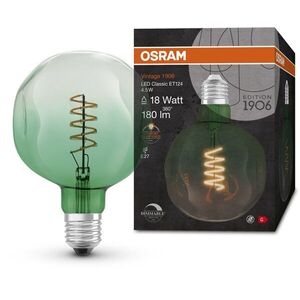 OSRAM LED izzó, zöld, VINTAGE, E27, 4, 5 W, GLOBE, meleg fehér kép