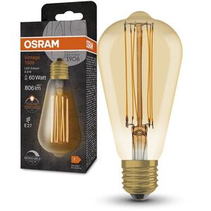 OSRAM Dimmelhető LED izzó, VINTAGE, E27, 8, 8 W, EDISON, meleg fehér kép