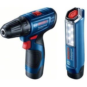 Bosch GSR 120-LI 2x2Ah + GLI 12V-300 lámpa kép