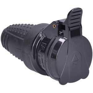 Solight P77 gumis lengő dugalj, nedves környezetbe, 230 V/16A/IP44, fekete kép