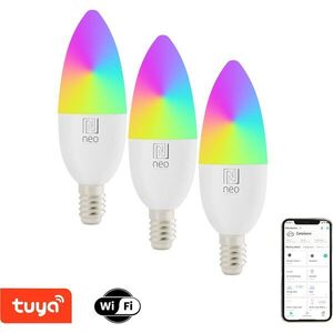 IMMAX NEO LITE E14 6W RGB+CCT, színes és fehér, WiFi, 3 db kép