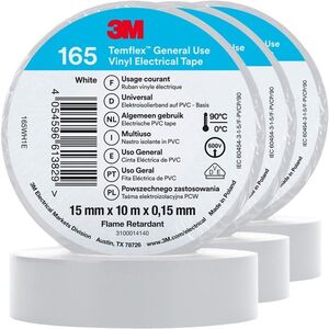 3M Temflex 165 szigetelőszalag, méret 15 mm×10 m×0, 15 mm, fehér, 3 darab kép