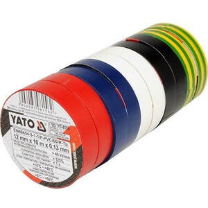 YATO szigetelőszalag 12x0, 13 mmx10 m, színes, 10 darab, YT-8156 kép