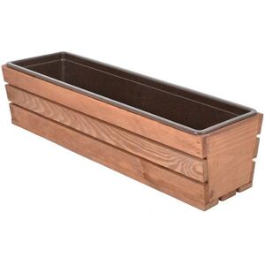 Rojaplast 61 cm, műanyag virágtartóval ellátott modern virágláda, barna kép