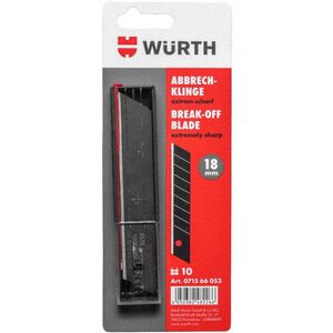 WÜRTH csere törhető penge, fekete, 18 mm, 10 darab kép