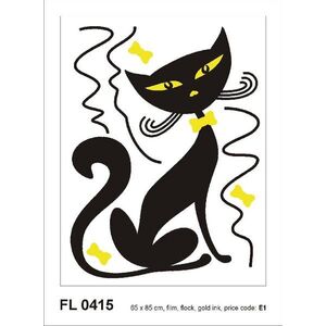 FL0415 Öntapadós velúr dekoráció, BLACK CAT BOY FLOCKED, 65 x 85 cm kép