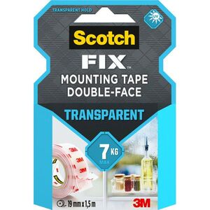 3M™ Scotch® kétoldalas beltéri szerelőszalag, átlátszó, 19 mm × 1, 5 m kép