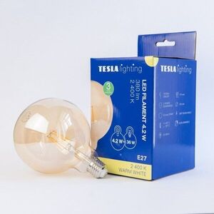 Tesla - LED izzó GLOBE G125 VINTAGE, E27, 4, 2 W, 230 V, 380 lm, 2400K, 360°, arany kép