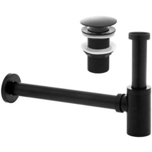 DuraHome KLIK-KLAK + szifon, HAPPO 46397, fekete, matt, túlfolyó nélkül kép