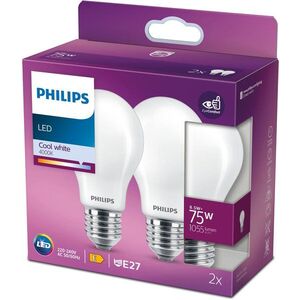 Philips Classic A60, E27, 75 W, hideg fehér, 2 darab kép