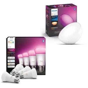 Philips Hue White and Color Ambiance 6W 810 E27 4db + Hue GO v2 kép