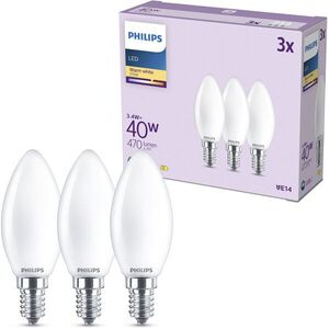 Philips Classic B35, E14, 40 W, meleg fehér, tejfehér, 3 darab kép