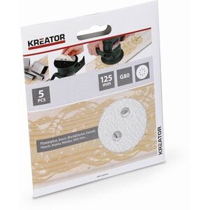Kreator KRT230555 Csiszolópapír készlet festékhez, G80 / 125 mm, 5 db kép
