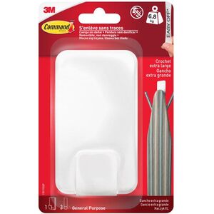 3M Command™ Kampó, nagy, 3 rögzítőcsík, fehér, akár 6, 8 kg teherbírás kép