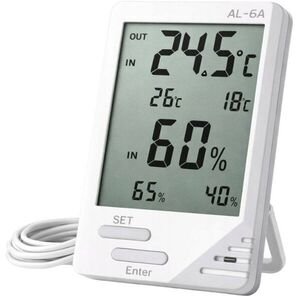 Verk 09238 LCD időjárás állomás hőmérővel, szondával és páratartalom-mérővel, fehér kép