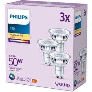 Philips Classic GU10, 50 W, meleg fehér, 3 darab kép