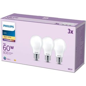 Philips Classic A60, E27, 60 W, meleg fehér, 3 darab kép