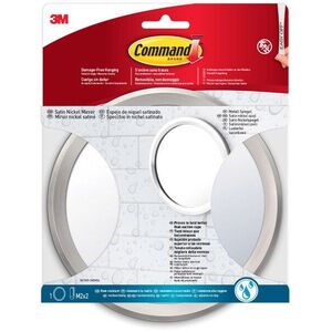 3M Command™ Fürdőszobai tükör rögzítőcsíkokkal, matt, 15 cm átmérőjű kép
