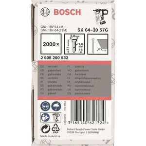 BOSCH 2608200532 szögek süllyesztett fejjel SK64 20G 57 mm, horganyzott kép