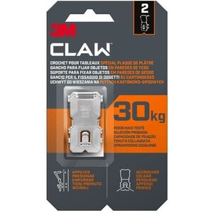 3M™ CLAW™ kézzel szerelhető gipszkarton akasztó, 2 darabos csomag, 30 kg teherbírás kép