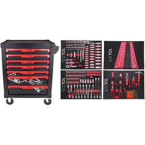 SIXTOL Mechanic Trolley Kevin 210 szerszámok számára műhelykocsi, 7 fiók, 210 darab szerszám kép