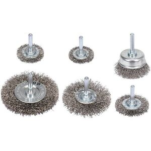 YATO Drótkefe adapterrel fúróhoz, INOX 6 darabos készlet, YT-47593 kép