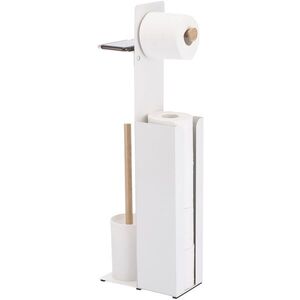 Spirella WC-papírtartó YONI, kefével, tartóval és telefontartóval, fehér szín kép