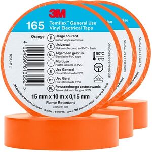 3M Temflex 165 szigetelőszalag, 15 mm×10 m×0, 15 mm, 3 darab, narancssárga kép