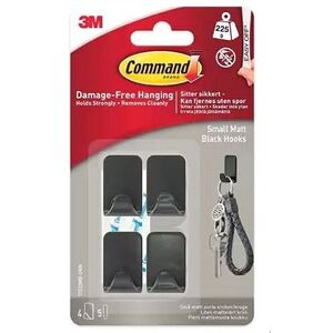 3M Command Small Metallic Hook 17032-MB-4-UKN, fekete, 4 db kép